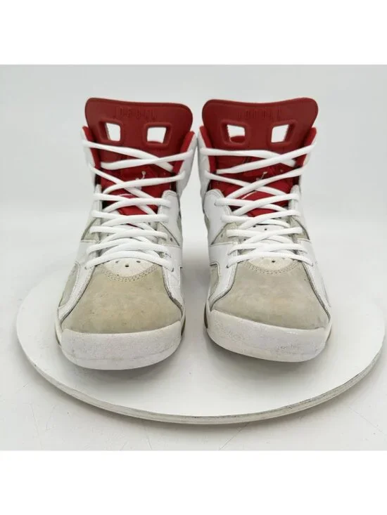 Nike Air Jordan 6 Retro Men Size 7.5 384664-113 White Gym Red Grey Shoes - Picture 2 of 11